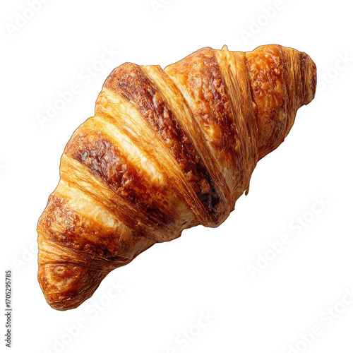 Golden-brown croissant, crisp layers