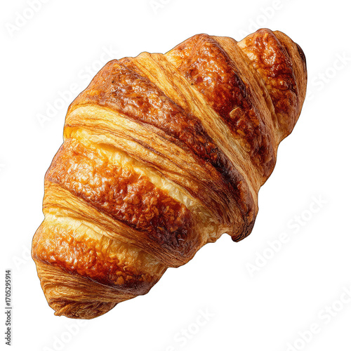 Golden-brown croissant, flaky layers (2)