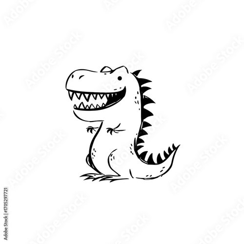 Carnotaurus. Carnotaurus simple black and white line art vector logo