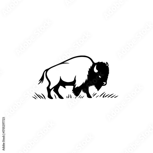 buffalo. buffalo simple black and white line art vector logo