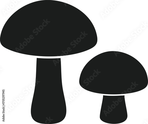 Black icon representing two mushrooms fungi silhouette