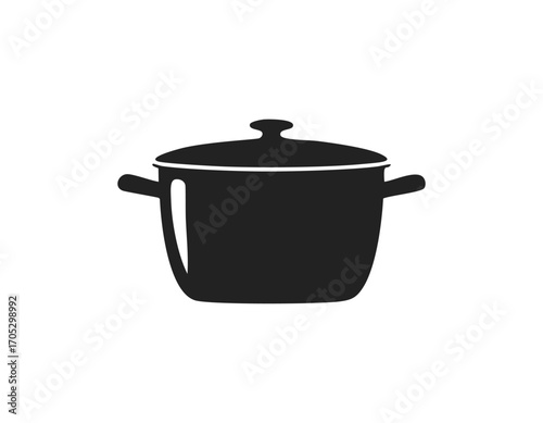 Black silhouette of a cooking pot with lid kitchen