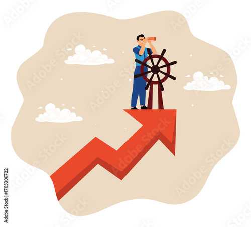 Business visionary steering growth towards success with leadership and strategy.