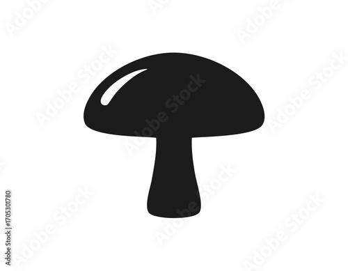 Black Silhouette of a Simple Mushroom Icon fungi food