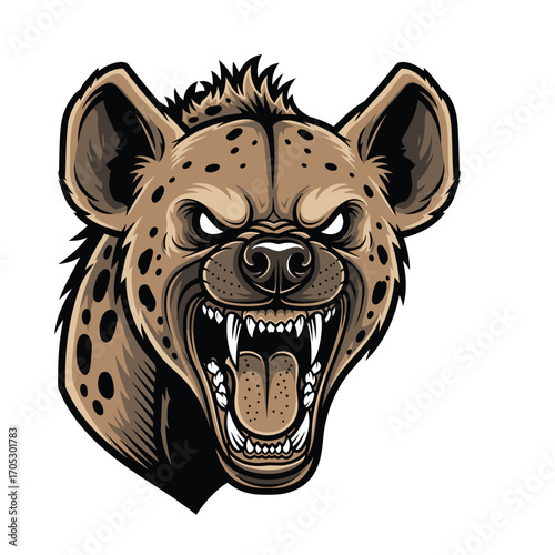 Ferocious Hyena Portrait with Open Mouth and Sharp Teeth