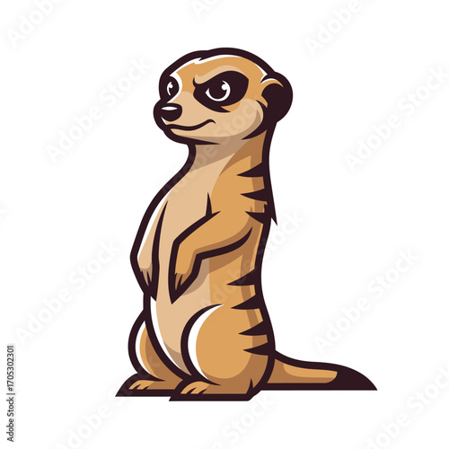 Illustration of a Standing Meerkat A Vector Graphic Depicting an Alert and Playful Suricate