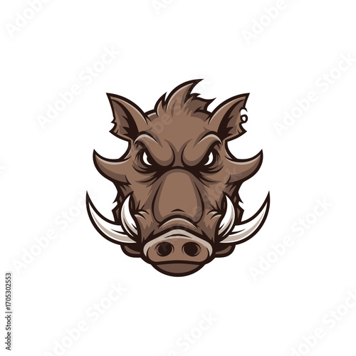 Intense Wild Boar Head A Powerful and Aggressive Mascot Design