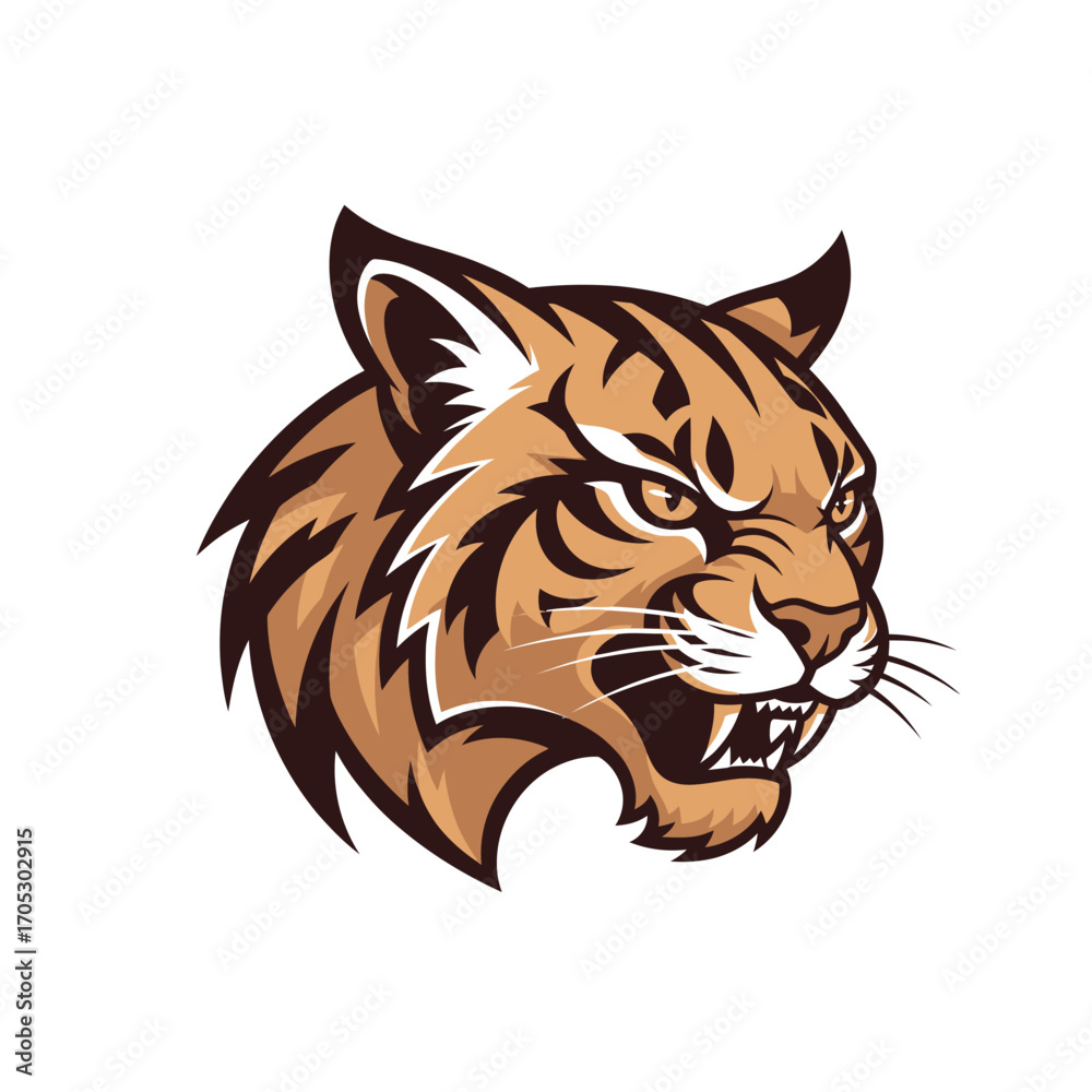 Obraz premium Fierce Bobcat Head Illustration Vector Art for Logos and Designs