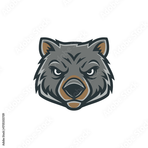 Fierce grizzly bear head mascot vector illustration. A powerful and intimidating wild animal concept for a sports team emblem or logo design
