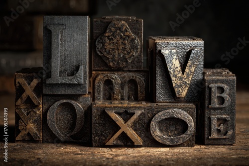 Vintage Letterpress Blocks Spelling 