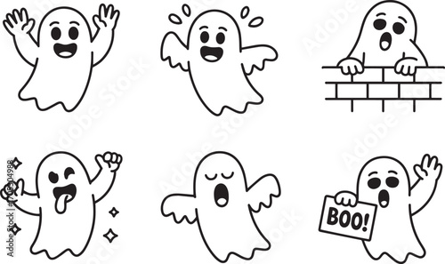 Friendly Ghost Cartoon Character Waving Hello with a Cheerful Expression on Transparent Backdrop