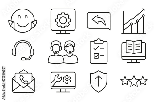 Business and communication icon set: line style essentials for enterprises