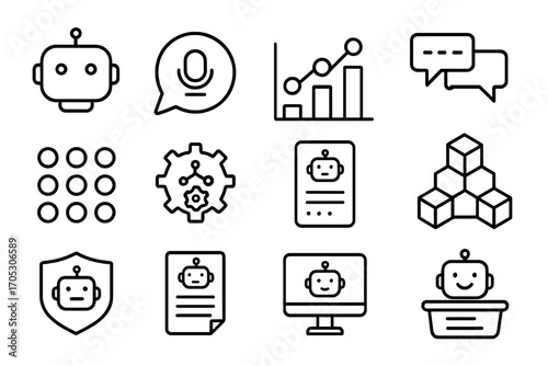 Technology linear icon set. ai, robot, innovation icons outline collection