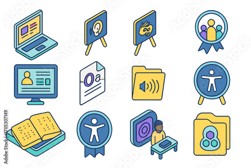 Accessibility, inclusion outline icon set. user-friendly, assistive technology icons collection