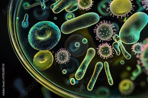 Laboratory Petri Dish Showcasing Microbial Structures.