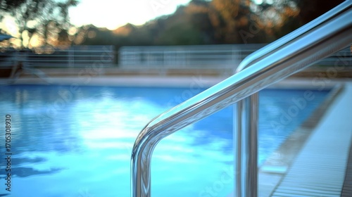 Close-up view of a gleaming stainless steel railing. 
