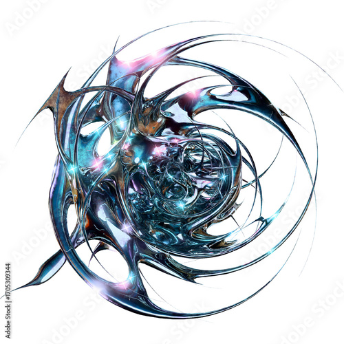 Gorgeous 3D chrome metallic futuristic style perfect for logo design poster or digital art
