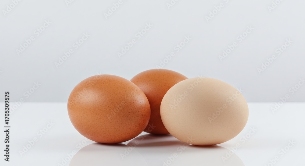 Fototapeta premium Trio of Eggs Brown with Brown, and and Beige.