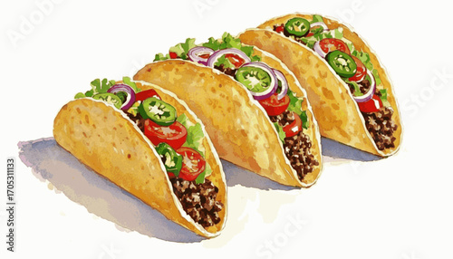 Street Food Still Life tacos isolated watercolor vector illustration svg