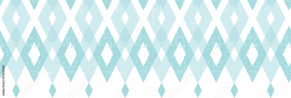 Fototapeta premium Abstract geometric pattern with diamond shapes in light blue and white