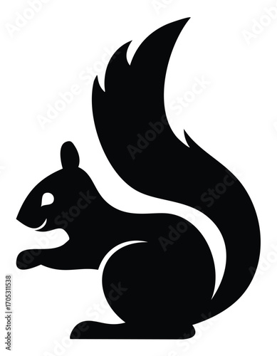 Black squirrel silhouette with a bushy tail animal