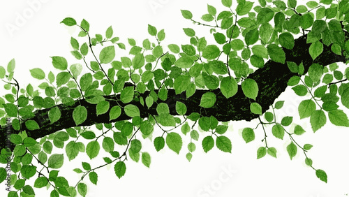 Emerald Branches Study Brown branches covered with green leaves isolated watercolor vector illustration svg