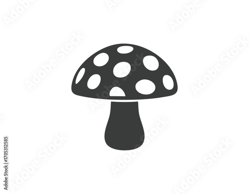 Dark Gray Silhouette of a Polka Dot Mushroom Icon fungi