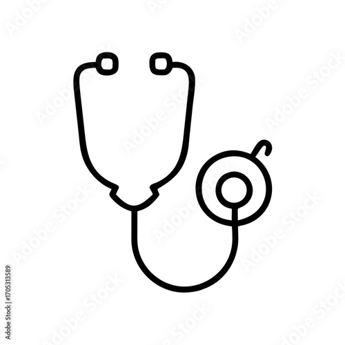 Stethoscope icon in minimalist outline style for medical themes  