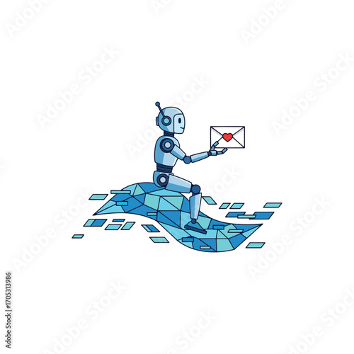 The evolution of Robot Intelligence a futuristic smart robot with a machine mind uses AI brain technology for connection and assistance with a message