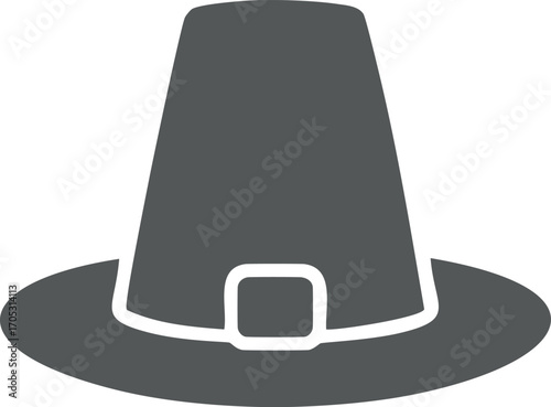 Pilgrim Hat Icon With Buckle On White Background Keywords: pilgrim hat, thanksgiving, pilgrim