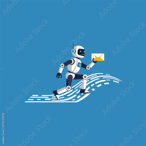 Smart Robot Intelligence drives futuristic mail delivery with AI Brain efficiency, showcasing advanced technology and artificial intelligence in modern robotics