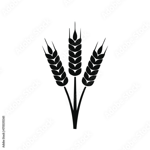 Three Black Wheat Stalks Icon Keywords: wheat, grain, agriculture, harvest, food, bread, cereal