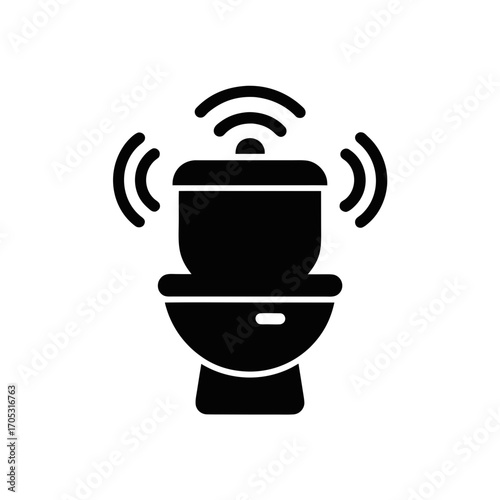 Smart toilet with wifi signal illustration on transparent background