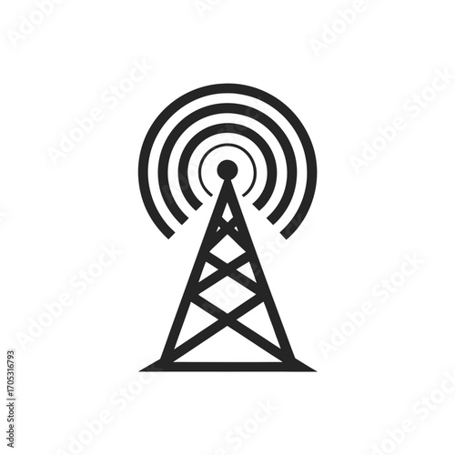 Illustration of a communication tower icon on transparent background