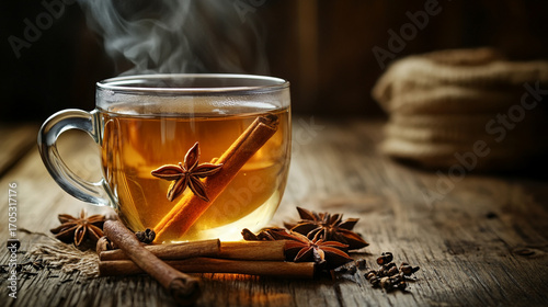Warm Spiced Herbal Tea with Cinnamon and Star Anise