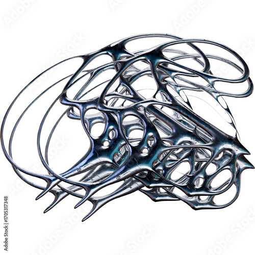 Metallic 3D chrome metallic futuristic style perfect for logo design poster or digital art