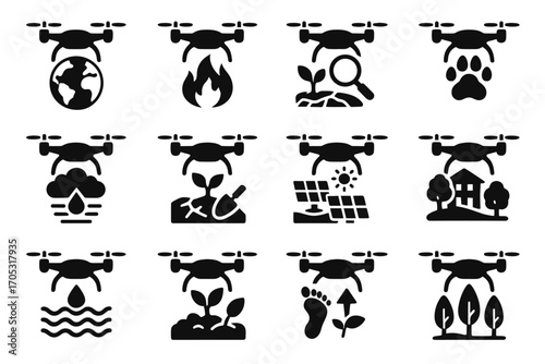 Crop icon vector restoration green testing applications coastal eco drone measurement wildlife