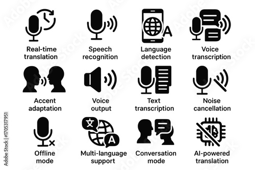 Icon voice vector support adaptation mode text icons detection translator phrasebook accent