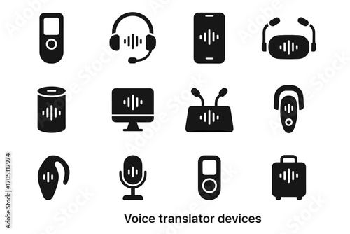 Microphone icon icons voice smartphone handheld wearable vector headset translator conference earpiece