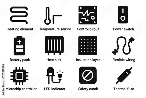 Icon circuit sensor switch heater layer vector controller nano components control cutoff