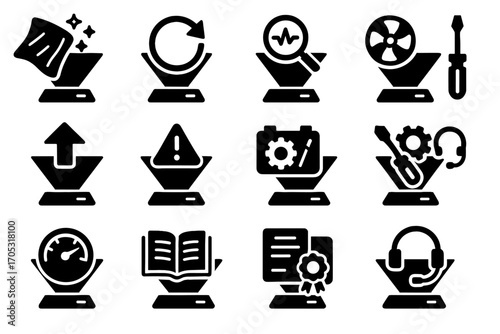 Hardware holographic check maintenance warranty cloth icons icon diagnostics vector contact cleaning