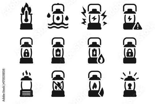 Impact alarm digital warning safety lantern sensor retardant icon child vector resistance