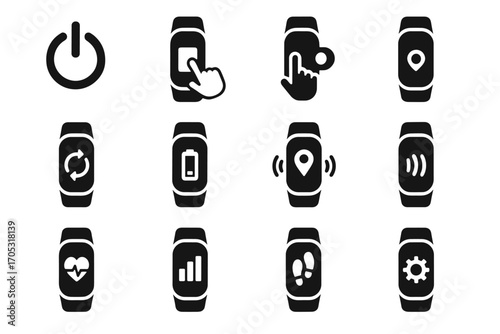 Icon sync count gear heart display sleep vector gesture tracker smart graph