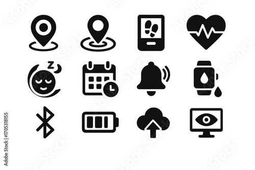 Waterproof icon smart vector data sleep geofencing log activity design bluetooth tracker