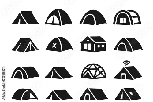 Family tunnel smart cyber expedition backpacking dome geodesic vector icon icons tent