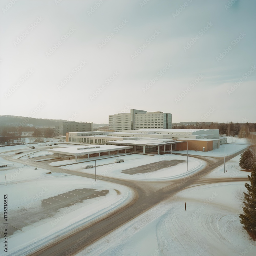 Fototapeta premium Modern and Futuristic Hospital Exteriors Collection – High-Definition, generated via ai