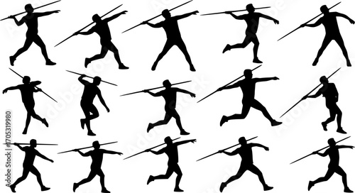 Pack Javelin thrower silhouette, Javelin thrower SVG, Javelin thrower vector set