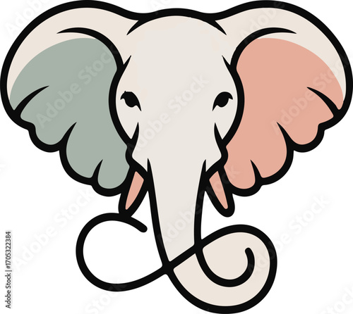 Everlasting Elephant Minimalist Logo Design with Wheat Field Illustration