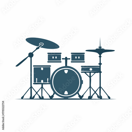 Classic Drum Set Silhouette Design.