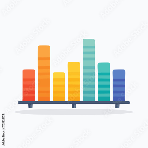 Colorful Bar Graph on a Shelf.